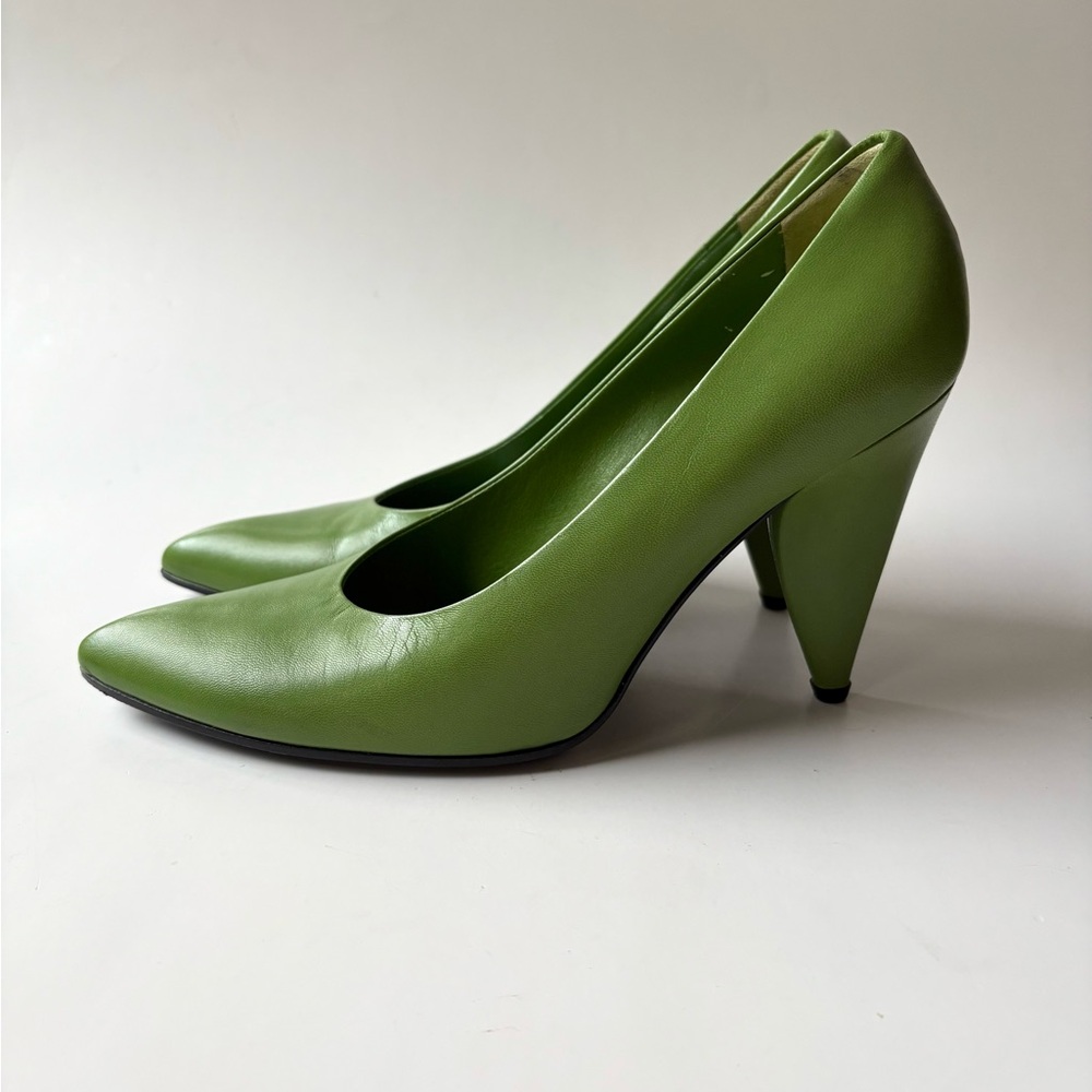 Prada Leather High Heel Pumps Italy eu 38 Spring Green